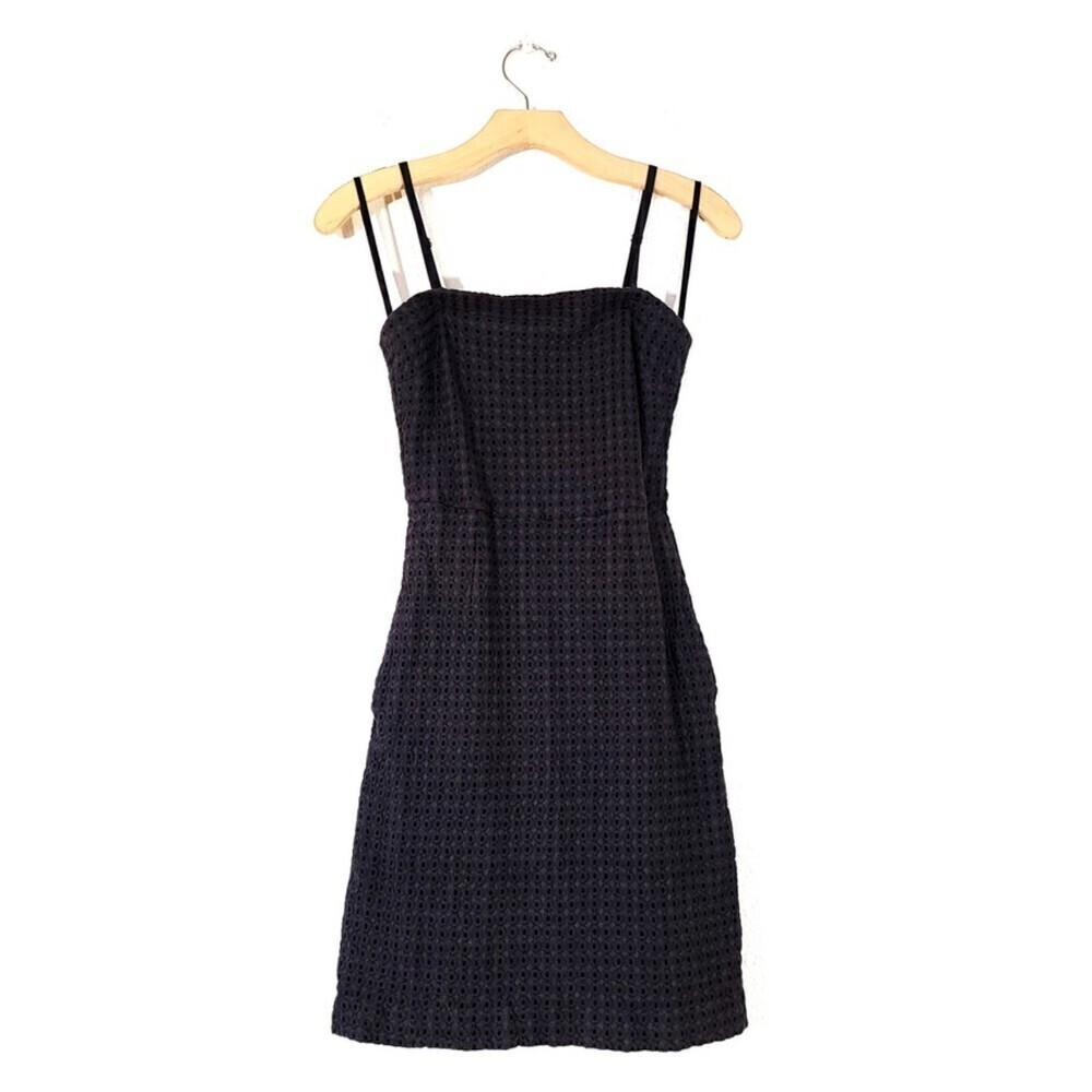 THEORY 100% Cotton Struno Convertible Strapless Mini Sheath Dress in Eyelet 0